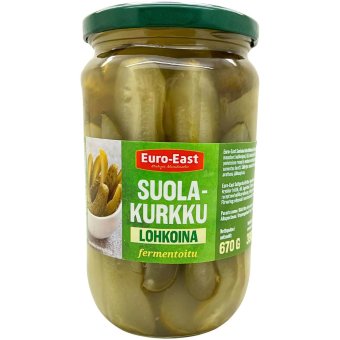 Соленые огурцы Euro-East ломтиками 670 гр / 390 гр