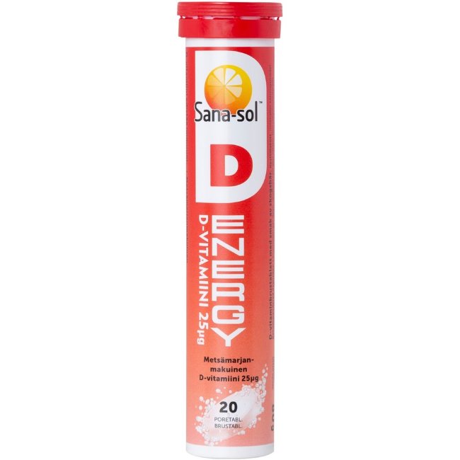 Шипучие таблетки с витамином D3 25 мкг Sana-sol D-Energy 20 шт со вкусом лесных ягод
