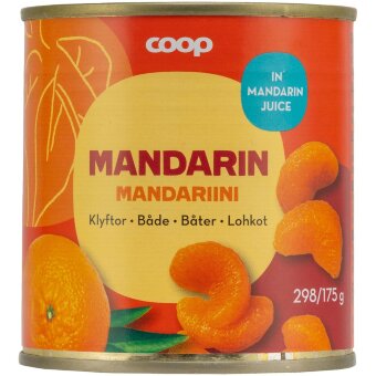 Мандарины Coop дольками в мандариновом соке 298/175 гр