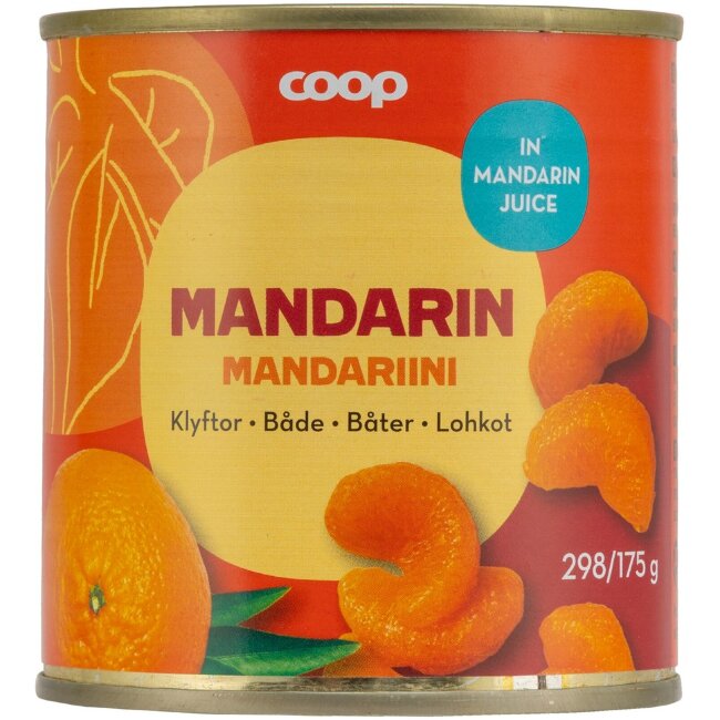 Мандарины Coop дольками в мандариновом соке 298/175 гр