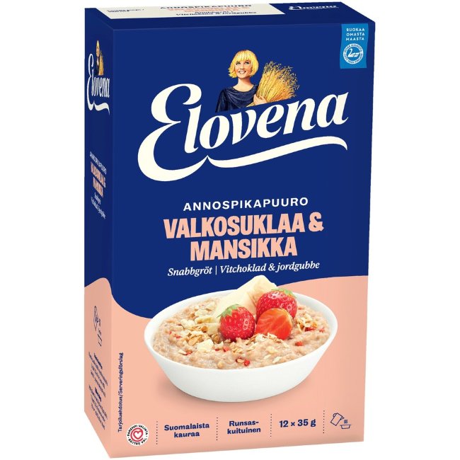 Порционная овсяная каша Elovena 420 гр белый шоколад с клубникой