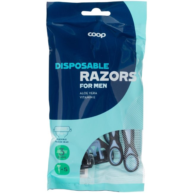 Одноразовые мужские безопасные бритвы для личной гигиены Coop Men (3 лезвия) 5 шт/уп