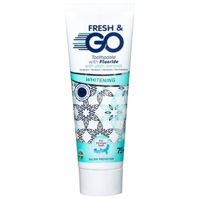 Зубная паста с фтором отбеливающая Fresh & Go Whitening 75 мл