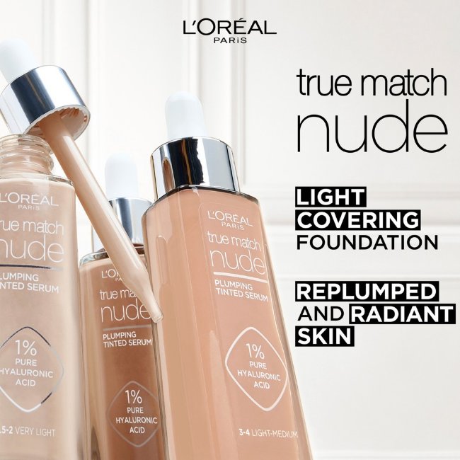 Тональный крем-сыворотка L'Oréal Paris True Match Nude Plumping 3-4 Light-Medium 30 мл