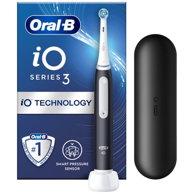 Электрическая зубная щетка Oral-B iO 3S Black с технологией Braun + дорожный футляр Электрическая зубная щетка Oral-B iO 3S Black с технологией Braun + дорожный футляр