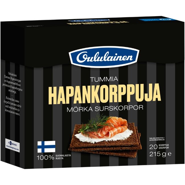 Темные тонкие хрустящие хлебцы Oululainen 215 гр