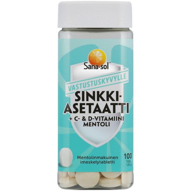 Жевательные таблетки Sana-sol Zink-C-D-vitamin со вкусом ментола (уп 100 шт) 120 гр
