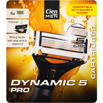 Запасные кассеты для бритвенного станка Cien DYNAMIC 5 PRO, 4шт в упаковке (цена по акции) Запасные кассеты для бритвенного станка Cien DYNAMIC 5 PRO, 4шт в упаковке (цена по акции)
