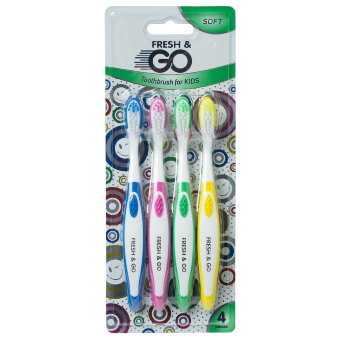 Набор детских зубных щёток Fresh & Go 4 шт/уп Набор детских зубных щёток Fresh & Go 4 шт/уп