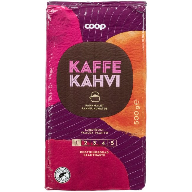 Кофе молотый Coop легкой обжарки, более крупный помол 500 гр