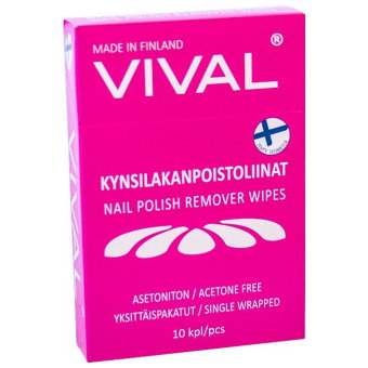Салфетки для снятия лака без ацетона Vival 10 штук/уп Салфетки для снятия лака без ацетона Vival 10 штук/уп