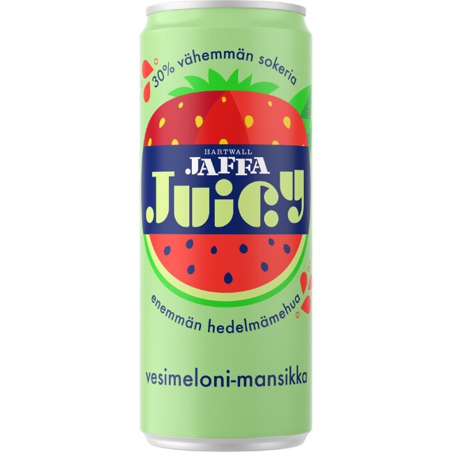 Освежающий напиток Hartwall Jaffa Juicy с вкусом арбуза и клубники 0,33 л Освежающий напиток Hartwall Jaffa Juicy с вкусом арбуза и клубники 0,33 л