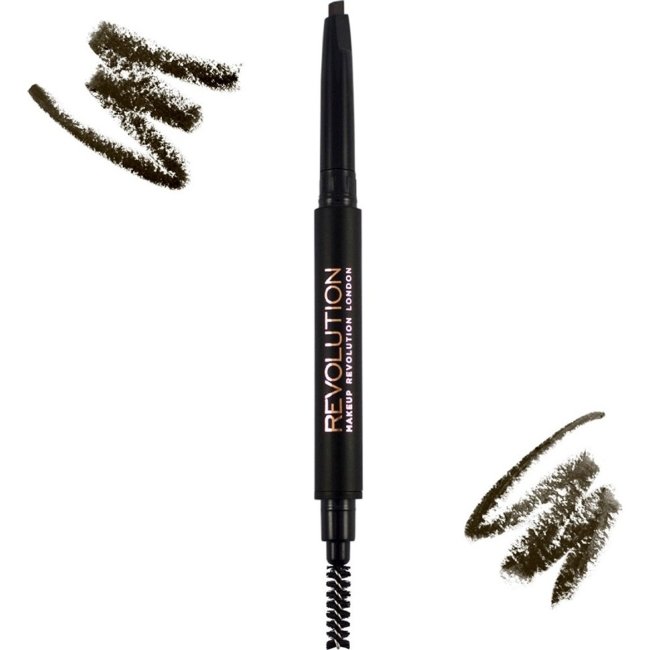Карандаш для бровей Makeup Revolution Duo Brow Pencil темно-коричневый Карандаш для бровей Makeup Revolution Duo Brow Pencil темно-коричневый