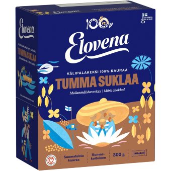 Цельнозерновое печенье с темным шоколадом Elovena (уп 10 шт) 300 гр