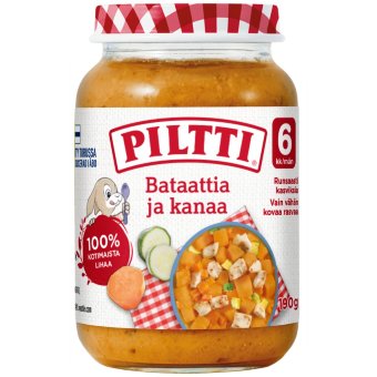 Детский обед Piltti с бататом и курицей 190 гр