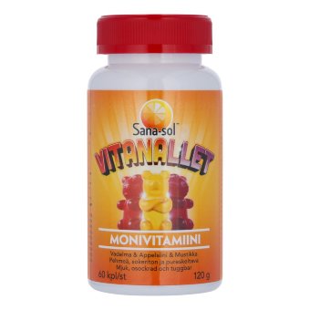 Мульти-витамины для подростков Vitanallet мишки 60 таблеток Sana-Sol Мульти-витамины для подростков Vitanallet мишки 60 таблеток Sana-Sol