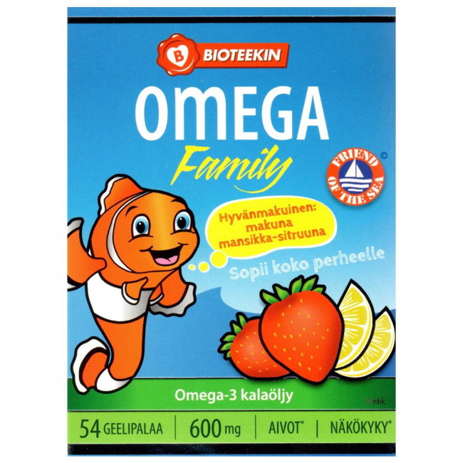 Рыбий жир Omega Junior для детей (клубника, лимон) 54 капсулы Bioteekin