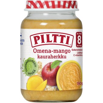 Piltti яблоко, манго и овсяные хлопья, с 8 мес. 200 гр Piltti яблоко, манго и овсяные хлопья, с 8 мес. 200 гр