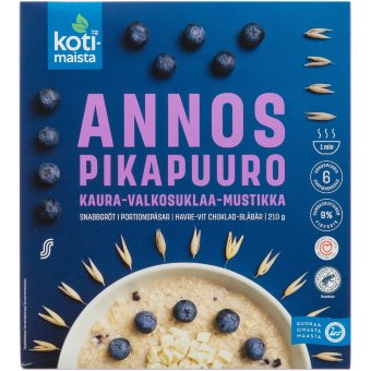 Овсяная каша с белым шоколадом и черникой Kotimaista (6 порций) 210 гр Овсяная каша с белым шоколадом и черникой Kotimaista (6 порций) 210 гр