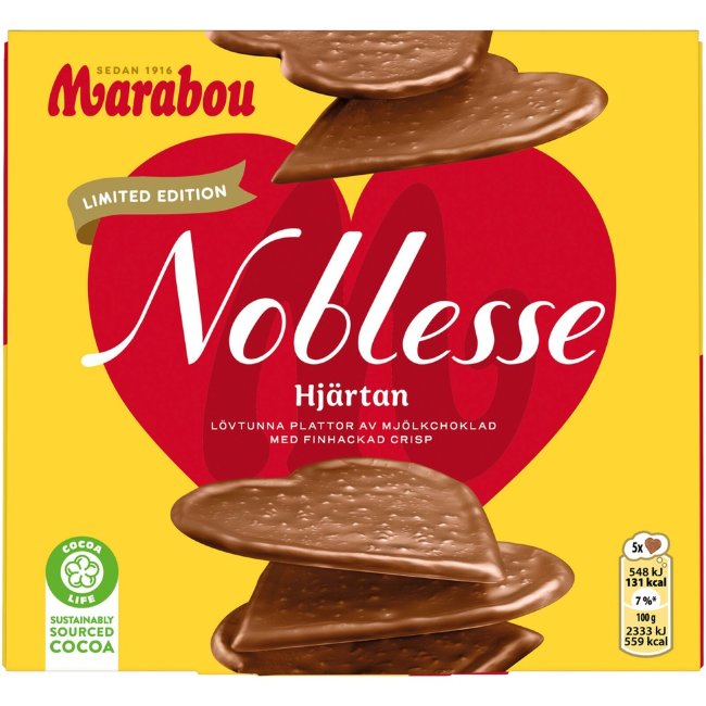 Шоколад в форме сердец Marabou noblesse 130 гр Шоколад в форме сердец Marabou noblesse 130 гр