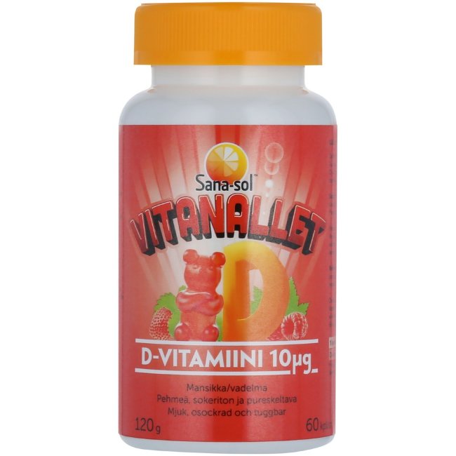 Витамин D Мишки Sana-Sol Vitanallet 10 мкг (клубника, малина) 60 шт