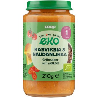 Детское питание Coop Eko с овощами и говядиной органическое 210 гр 1 год