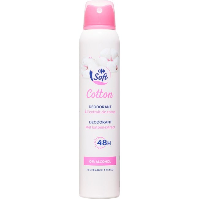 Дезодорант-спрей Carrefour Soft Cotton 200 мл Дезодорант-спрей Carrefour Soft Cotton 200 мл