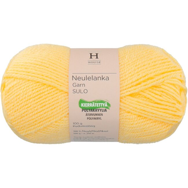 Пряжа для вязания House Sulo акрил 100 гр светло-желтая 215 Пряжа для вязания House Sulo акрил 100 гр светло-желтая 215