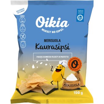 Овсяные чипсы Oikia с морской солью 150 гр