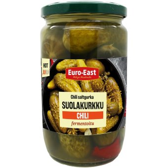 Соленые огурцы Euro-East с чили 660 гр / 380 гр