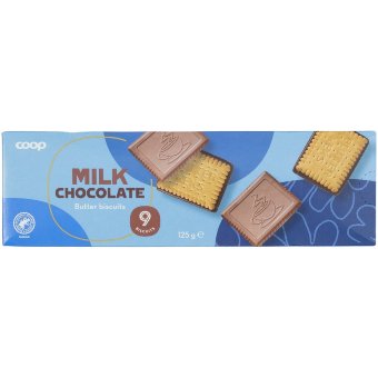 Песочное печенье в молочном шоколаде Coop 125 гр Песочное печенье в молочном шоколаде Coop 125 гр