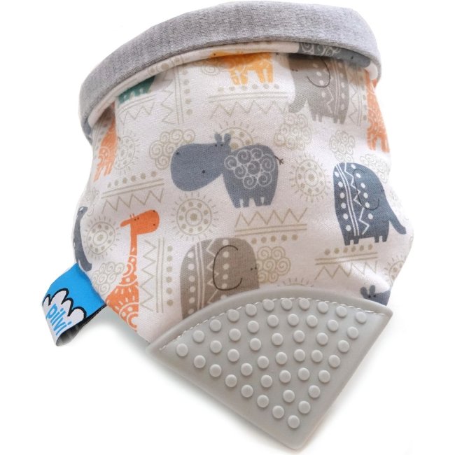 Слюнявчик Pilvi с жевательной игрушкой серый Слюнявчик Pilvi с жевательной игрушкой серый