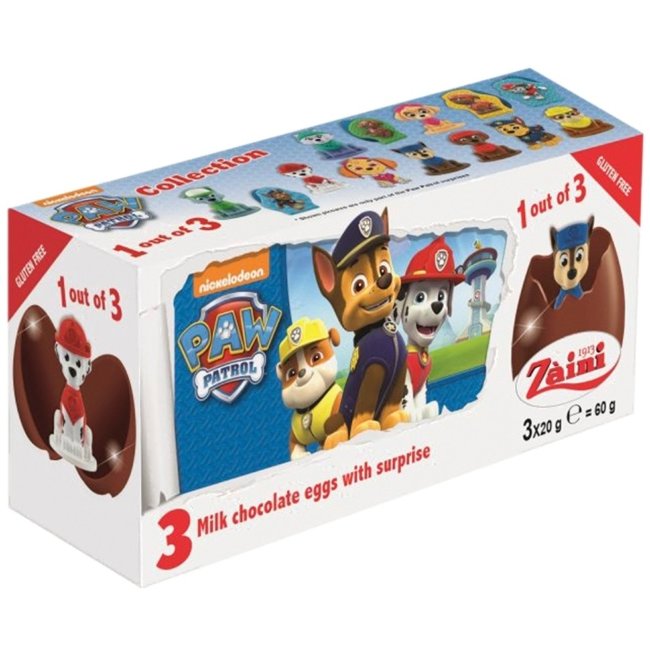 Шоколадное яйцо с сюрпризом PAW PATROL 3x20 гр Шоколадное яйцо с сюрпризом PAW PATROL 3x20 гр