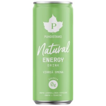Напиток энергетический натуральный Puhdistamo Natural Energy Drink - зеленое яблоко 330 мл