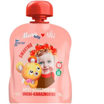 Детское органическое пюре-сливочный смузи Muru Baby MIU с яблоком и овсом 90 гр с 4 мес